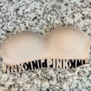 PINK Victoria's Secret Cream Bandeau Strapless Bra